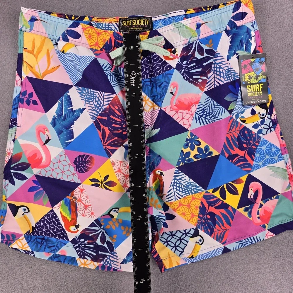 New Surf Society Swim Trunks Men's‎ Large Geometric Summer Art Beach Cruise Pool